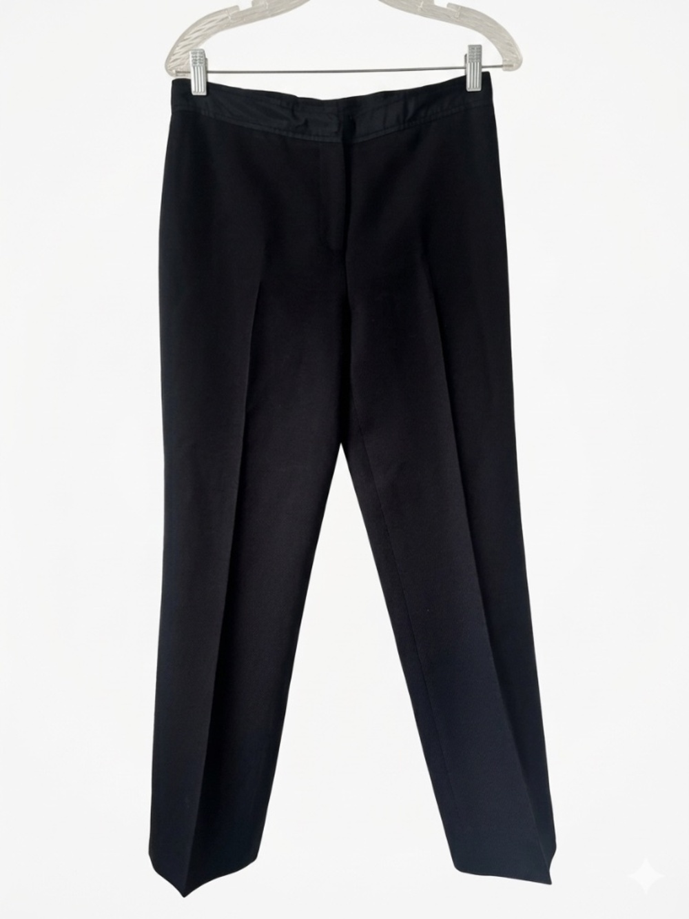Burberry Black Wool Satin Trim Tuxedo Trousers Straight Leg Pants Size